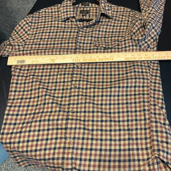 J. Crew Gingham Tan Maroon Blue Cashmere Blend Button Down Flannel Shirt Size L - Picture 5 of 7